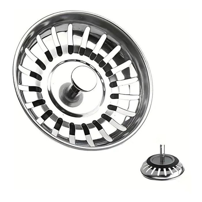 Silex Filtro de Rejilla para Fregadero de Acero Inoxidable Adaptable Franke, con Junta Ø5,2cm y Eje Ø2,8cm - Rejilla Ø8cm