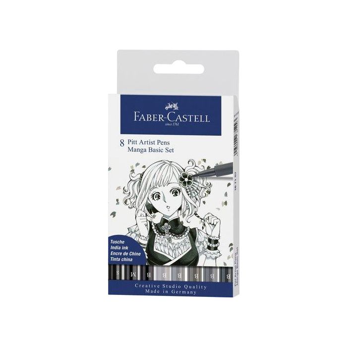 Rotulador Fibra Faber-Castell Pitt Manga Estuche De 8 (Negro Y Gris)
