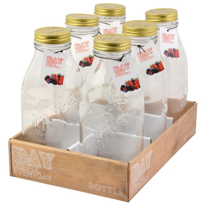 Day Botella 1 L Cristal con Dibujos en Relieve y Tapa Metal 23x9 cm 3