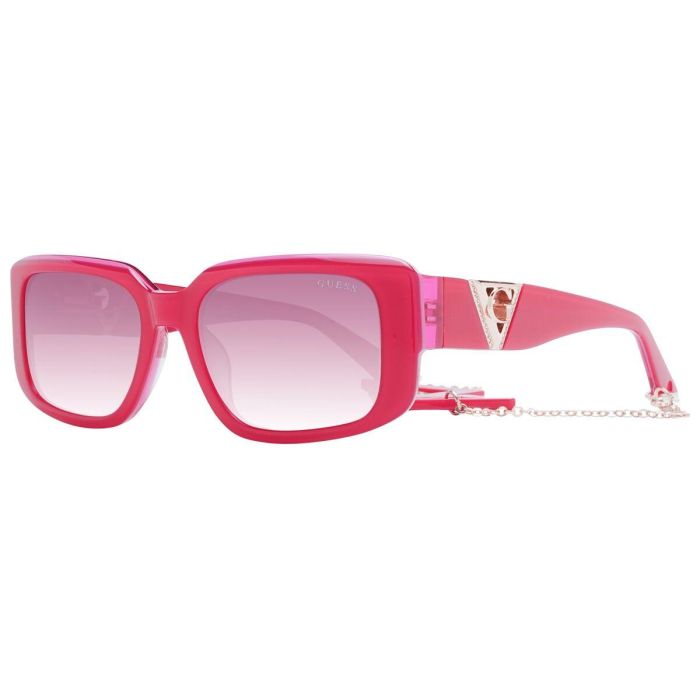 Guess Gafas GU7891 72T - Gafas de Sol Rectangulares para Mujer, Rosa Brillante con Cristales Burdeos Degradado 11
