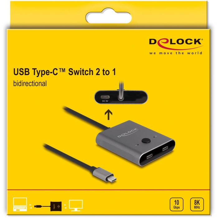 DELOCK USB 10 Gbps USB Type-C Switch 2 auf 1 bidirektional 8K 2