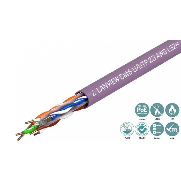 Lanview 305m Cat6 U-UTP cable 4x2xAWG24 LSZH Purple 1 Lanview 305m Cat6 U-UTP cable 4x2xAWG24 LSZH Purple 1
