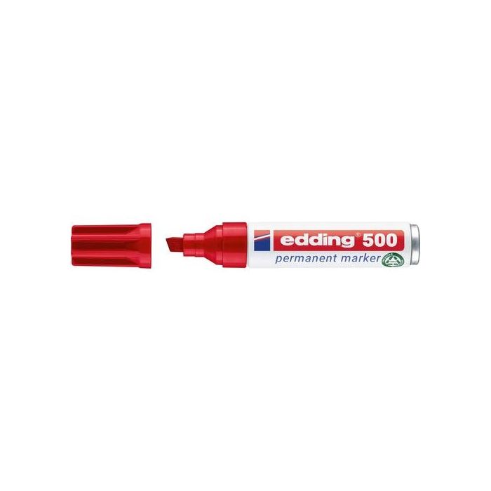 Edding Marcador Permanente 500 Rojo (Set de 10) - Marcador de tinta indeleble para múltiples superficies, punta biselada 2-7mm, resistente al agua (Set de 10) Edding Marcador Permanente 500 Rojo (Set de 10) - Marcador de tinta indeleble para múltiples superficies, punta biselada 2-7mm, resistente al agua (Set de 10)