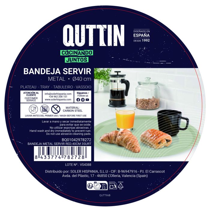 Bandeja de metal para servir redonda 40 cm - Quttin por Inde (12 Unidades) 6 Bandeja de metal para servir redonda 40 cm - Quttin por Inde (12 Unidades) 6