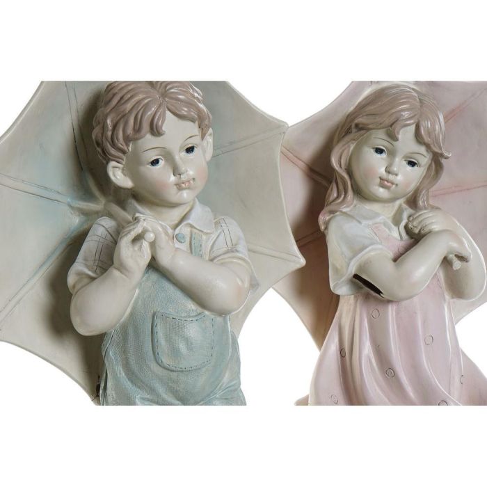 Figura Shabby DKD Home Decor Rosa Azul 20 x 48.5 x 28 cm (2 Unidades) 2