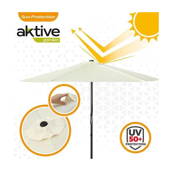 Parasol de terraza redondo 300 cm con chimenea y mástil de aluminio 4,8 cm aktive 1 Parasol de terraza redondo 300 cm con chimenea y mástil de aluminio 4,8 cm aktive 1