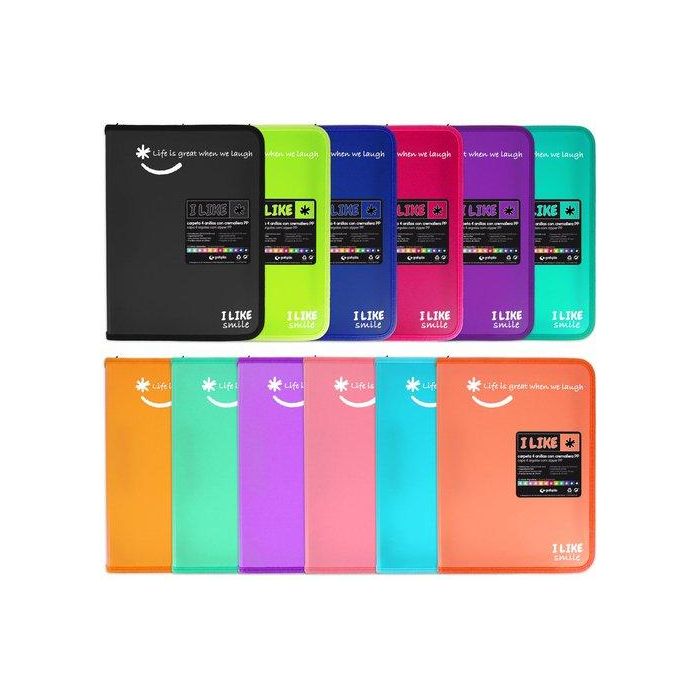 Carpeta De Anillas Grafoplas Like2 Pp A4+ 4 An.Mixtas 25Mm Con Cremallera Mandarina (Set de 2)