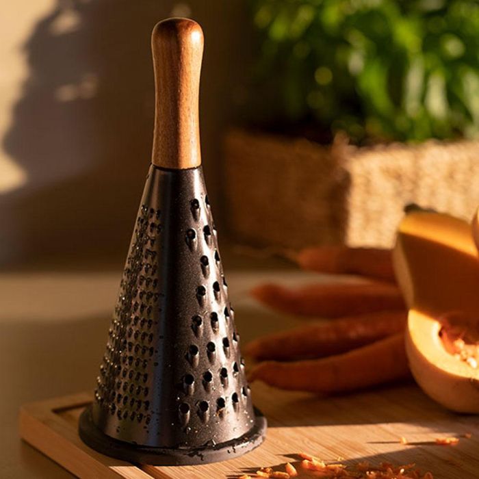 Andrea House Rallador inoxidable negro/acacia cc73014, acero inoxidable/madera de acacia, Ø 11,5 x 25,5 cm 2