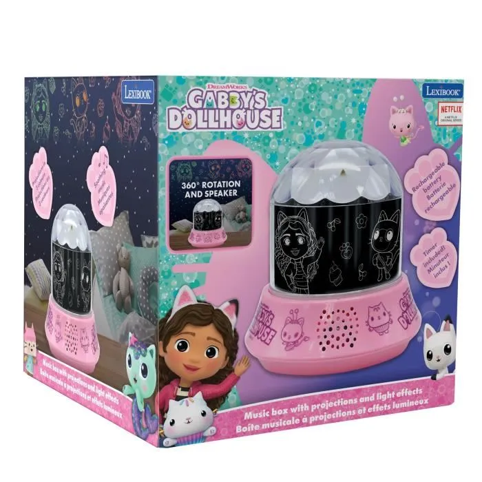 Lexibook Luz Nocturna Altavoz La Casa de Muñecas de Gabby con Luces Caleidoscópicas Recargable 2
