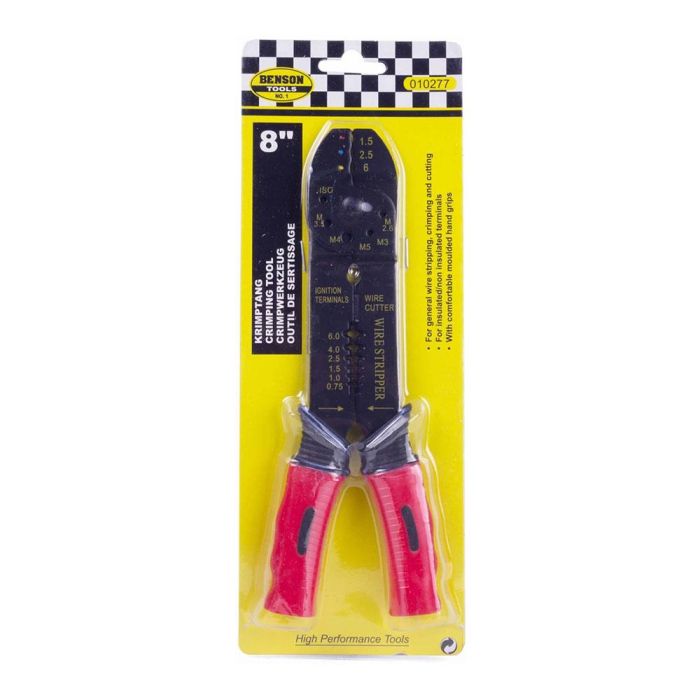 Benson Crimpadora económica para terminales faston, acero inoxidable/polietileno, negro/rojo 1 Benson Crimpadora económica para terminales faston, acero inoxidable/polietileno, negro/rojo 1