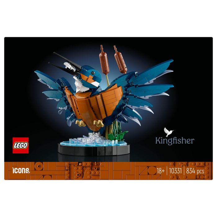 Lego 10331 Icons Kingfisher (Kungsfiskare) Fauna 2024 V29 - Set de construcción de kungsfiskare para adultos con soporte de exhibición