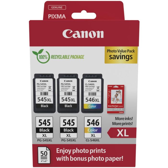 Canon 8286B015 Tinta PG-545XL/CL-546XL Multipack (2x Negro, 1x Color Cian/Magenta/Amarillo) Alto Rendimiento 0 Canon 8286B015 Tinta PG-545XL/CL-546XL Multipack (2x Negro, 1x Color Cian/Magenta/Amarillo) Alto Rendimiento 0