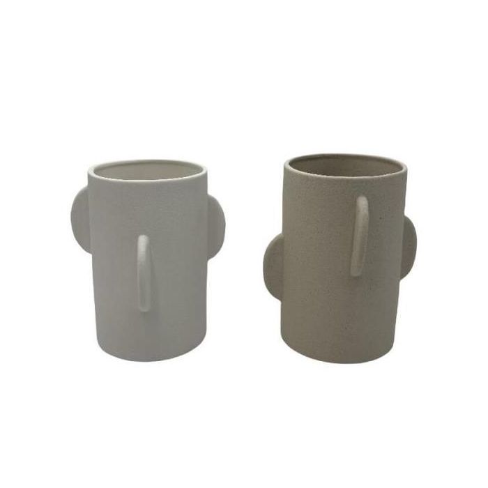 DKD Home Decor Jarrón Blanco Crema Porcelana 15.5 x 18.5 x 15.5 cm (4 Unidades)