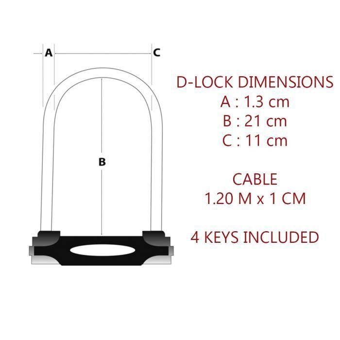 Cerradura MASTER LOCK U con Cable - Llave 4 Cerradura MASTER LOCK U con Cable - Llave 4