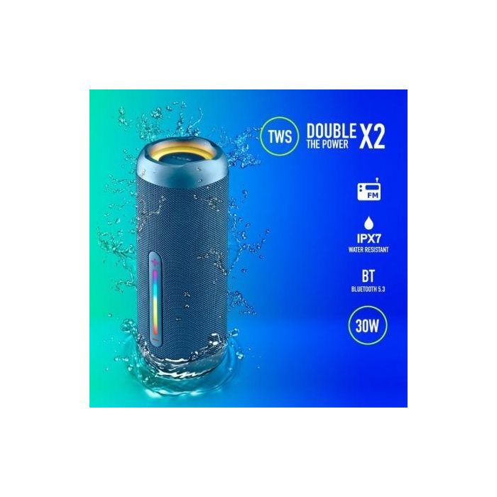 NGS Altavoz Bluetooth Roller Furia 2, 30W, Resistente al Agua IPX7, Bluetooth 5.3, True Wireless, USB/TF/AUX, Batería de 9h 3