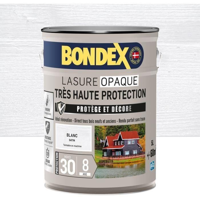 Tinte opaco de muy alta protección - Blanco satinado - BONDEX - 5 L Tinte opaco de muy alta protección - Blanco satinado - BONDEX - 5 L