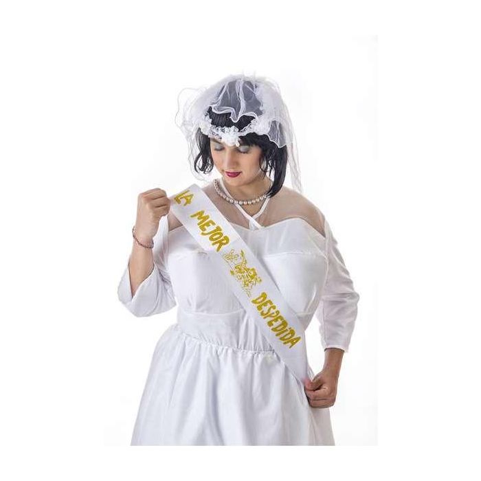 Creaciones Llopis Disfraz Novia Sexy Talla M Blanco Camisa Falda Velo y Medias 3