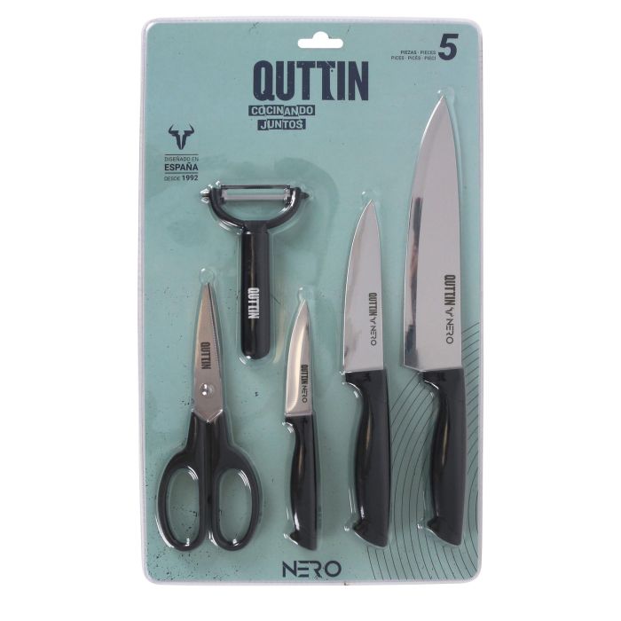 Set de 5 piezas Cuchillo Pelador Oscuro y Tijera Nero - Quttin (4 Cajas) 1 Set de 5 piezas Cuchillo Pelador Oscuro y Tijera Nero - Quttin (4 Cajas) 1