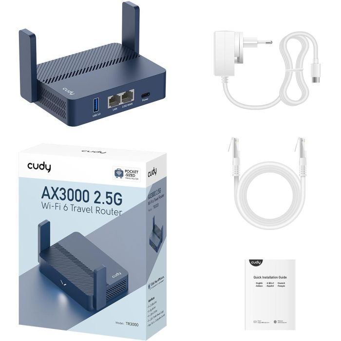 Cudy AX3000 Wi-Fi 6 Router 2.5G con USB 2 Cudy AX3000 Wi-Fi 6 Router 2.5G con USB 2