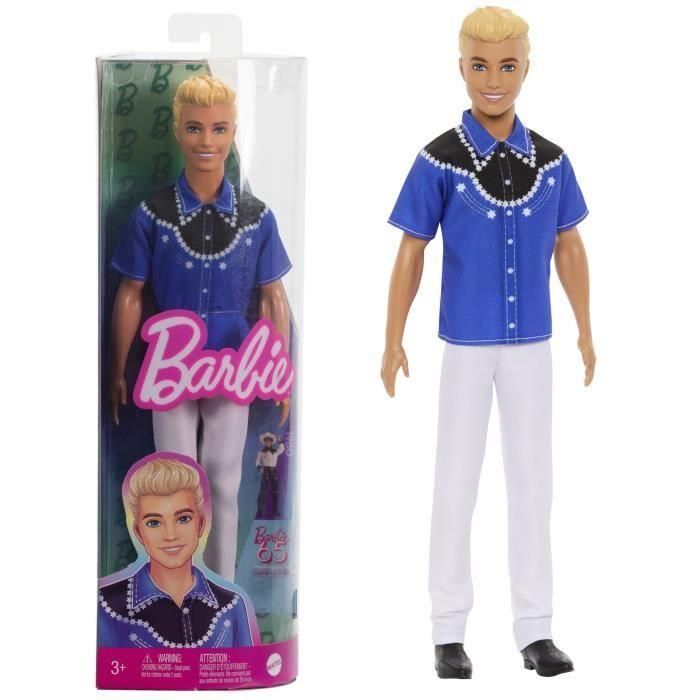 Barbie Muñeco Ken Fashionista Look Oeste HRH25 Mattel Ropa Inspirada en el Oeste Camisa Azul y Negra
