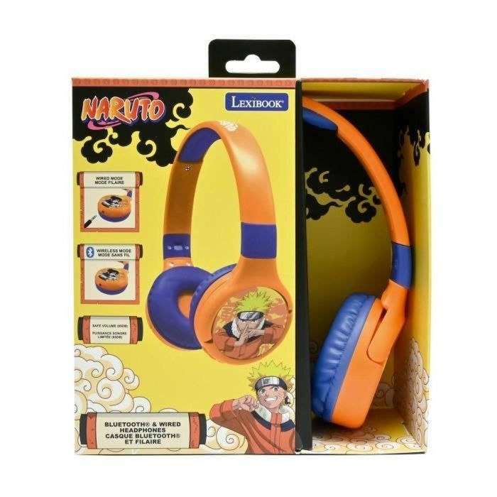 Lexibook Auriculares 2 en 1 con cable y Bluetooth LEX3380743090887 Naruto cómodos y plegables con limitación de sonido 1