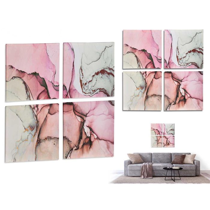 Giftdecor Lienzo 4 Piezas Mármol Rosa 35x35 cm (Set de 6)