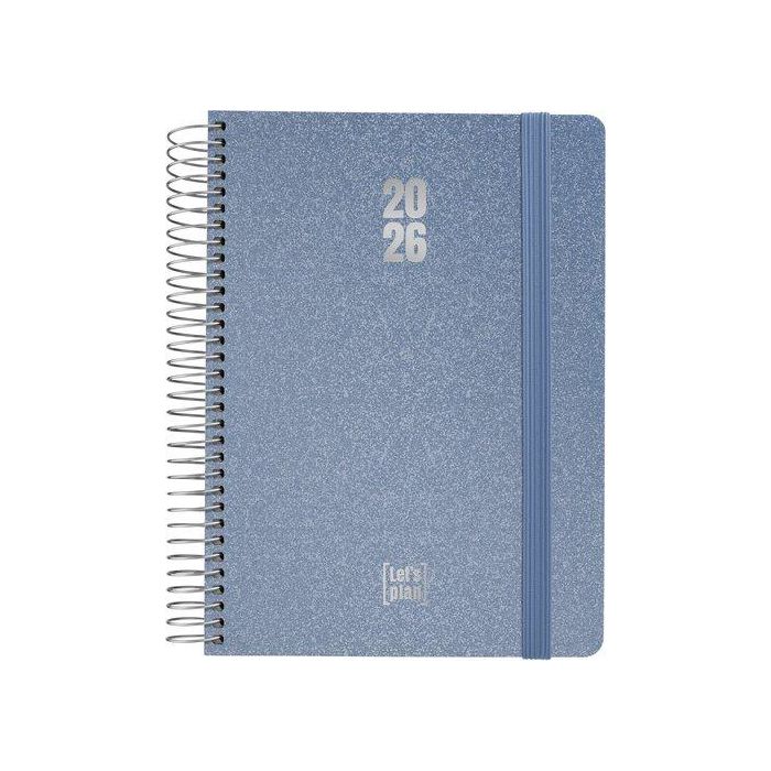 Agenda Anual (2026) Grafoplas Metallic Espiral Tapa Extradura Con Goma A5 210X150 D/P Azul