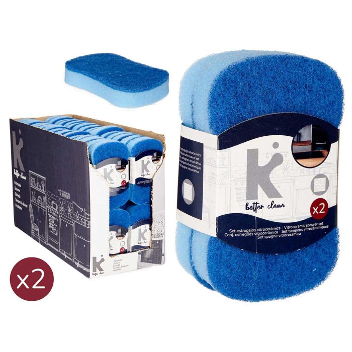 Set 2 Estropajos para Vitrocerámica con Esponja Azul - Arte Regal 7x5x12 cm (32 Unidades) Set 2 Estropajos para Vitrocerámica con Esponja Azul - Arte Regal 7x5x12 cm (32 Unidades)