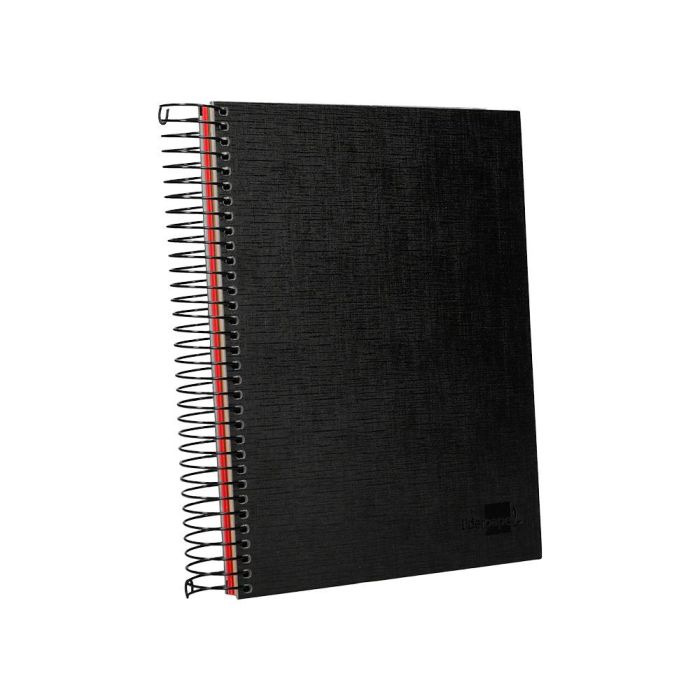 Cuaderno Espiral Liderpapel A5 Micro Papercoat Tapa Forrada 140H 75 gr Cuadro5 mm 5 Bandas 6 Taladros Negro 5