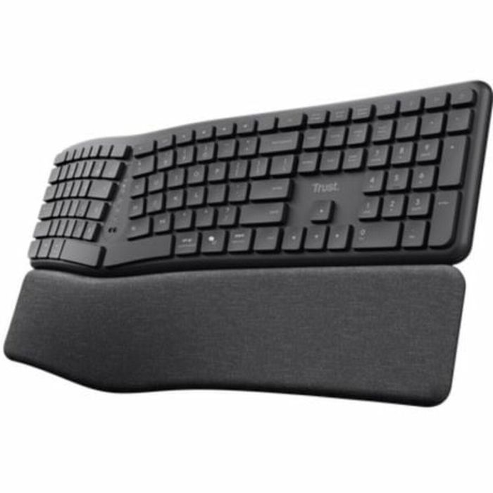 Trust 25704 Teclado Inalámbrico Ergonómico Keyra Multidispositivo. Diseño Dividido, Apoyo Palma, Bluetooth/USB. Teclas Silenciosas. Negro. Trust 25704 Teclado Inalámbrico Ergonómico Keyra Multidispositivo. Diseño Dividido, Apoyo Palma, Bluetooth/USB. Teclas Silenciosas. Negro.