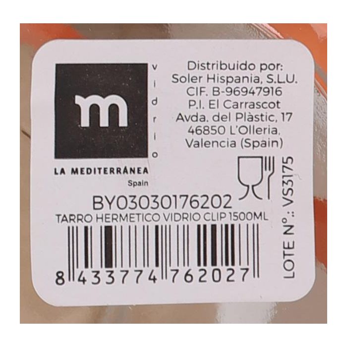 Tarro Hermético de Vidrio con Cierre Clip 1500 ml - La Mediterranea (12 Unidades) 12 Tarro Hermético de Vidrio con Cierre Clip 1500 ml - La Mediterranea (12 Unidades) 12