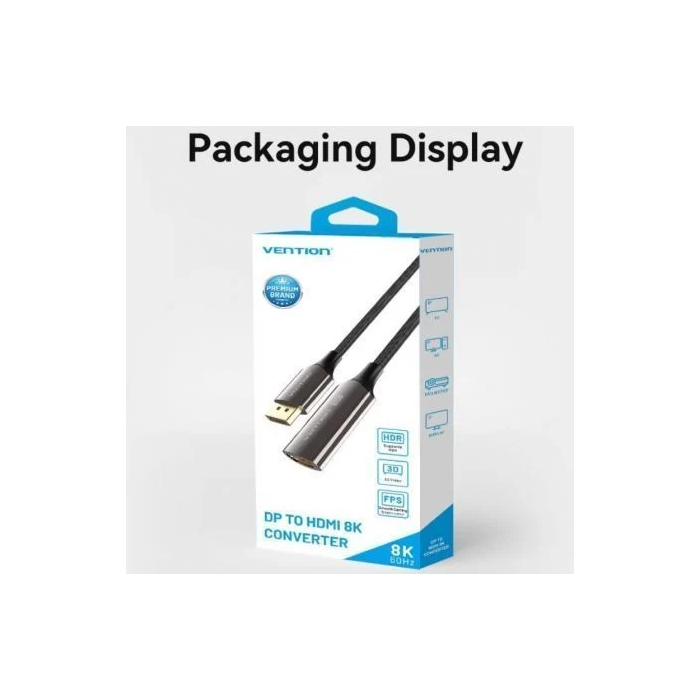 Vention HFNBC Cable Conversor DisplayPort Macho a HDMI Hembra 8K 60Hz 4K 120Hz 25cm Negro