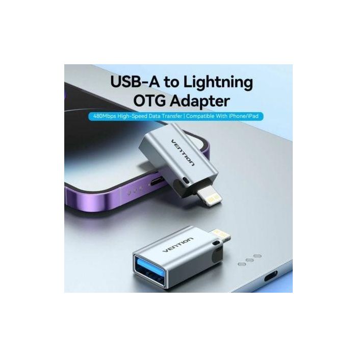 Adaptador OTG USB Vention CUCH0/ USB Hembra - Lightning Macho/ Azul 1