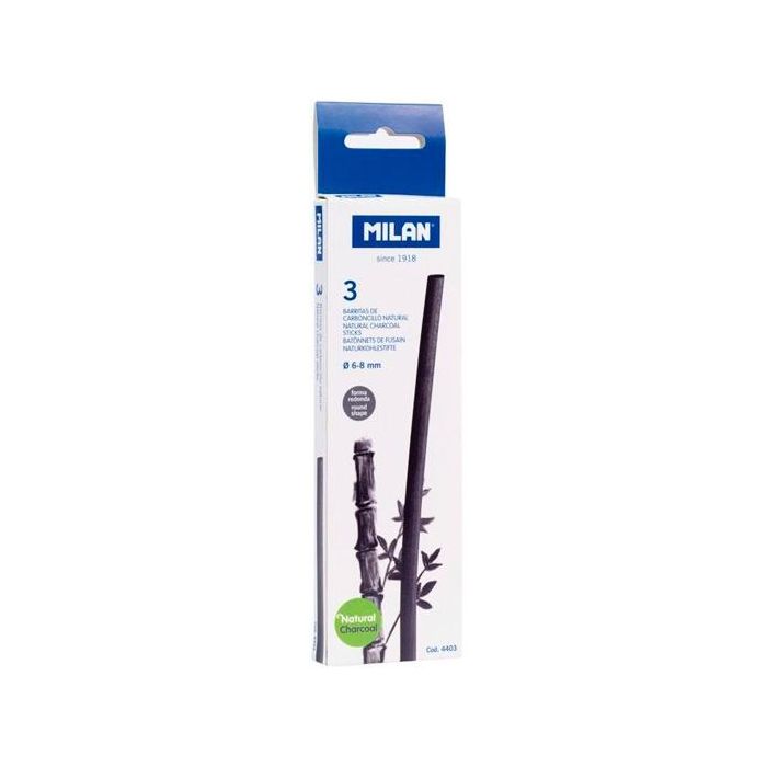 Milan Carboncillo Natural Cilíndrico Ø6-8 mm X 15 cm Caja De 3 Barritas Milan Carboncillo Natural Cilíndrico Ø6-8 mm X 15 cm Caja De 3 Barritas