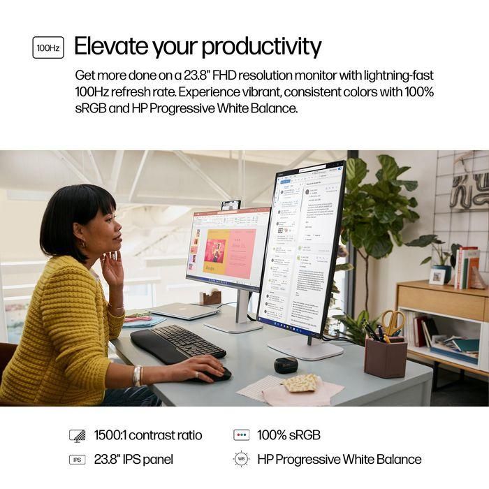 HP 524pf Monitor Series 5 Pro de 23.8 pulgadas FHD para trabajo, con claridad visual, confort ajustable y diseño moderno 6 HP 524pf Monitor Series 5 Pro de 23.8 pulgadas FHD para trabajo, con claridad visual, confort ajustable y diseño moderno 6