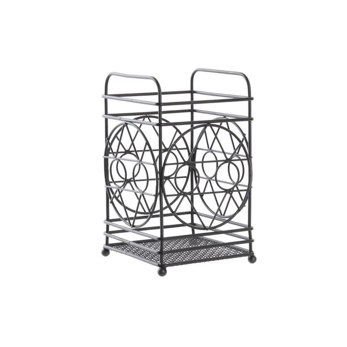 DKD Home Decor Cubertero de Metal Negro Diseño Geométrico Colección Black surewell Estilo Cottage 12x12x20 cm
