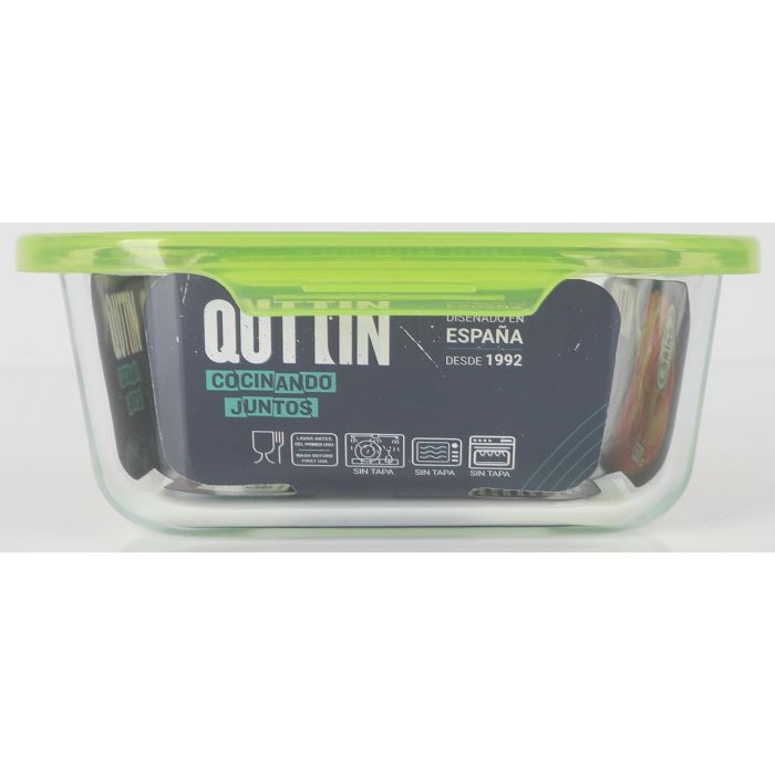 Fiambrera rectangular con tapa verde 23x17.5 cm Quttin (6 Unidades) 2