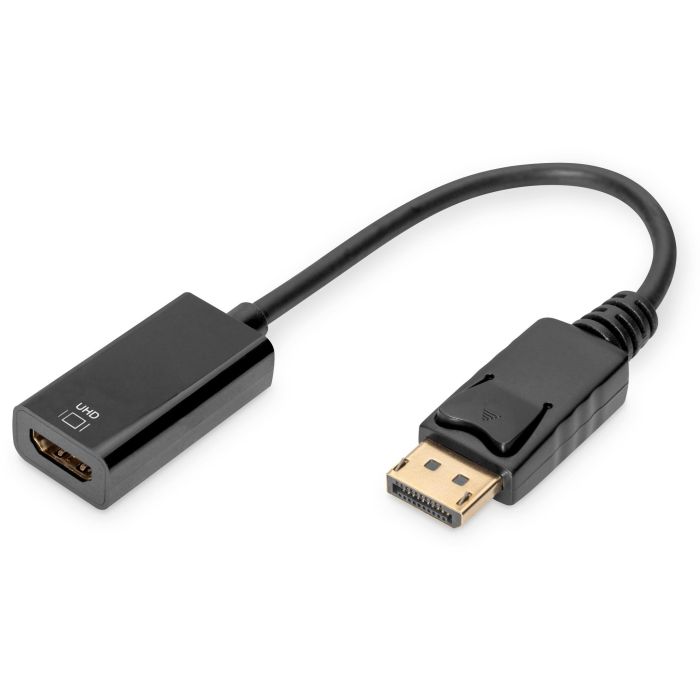 DIGITUS Adaptador/Convertidor Activo DisplayPort a HDMI 0.2m, Soporta 4K 2160p@30Hz, Macho a Hembra