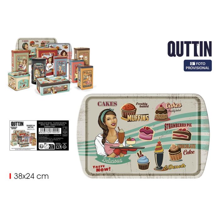 Bandeja de Metal Quttin 38x24 cm (12 Unidades) Bandeja de Metal Quttin 38x24 cm (12 Unidades)