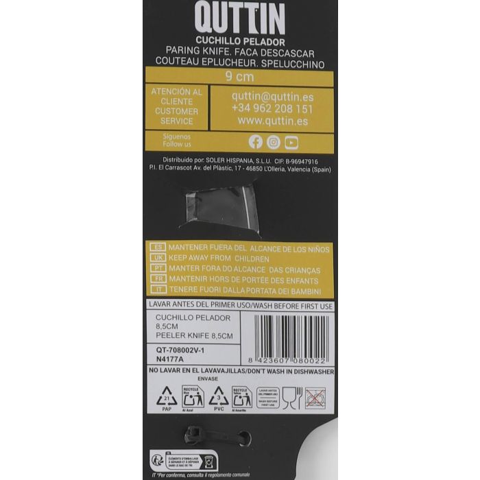 Quttin Cuchillo Pelador 9 cm Dark - Colección Dark (48 Unidades) 3