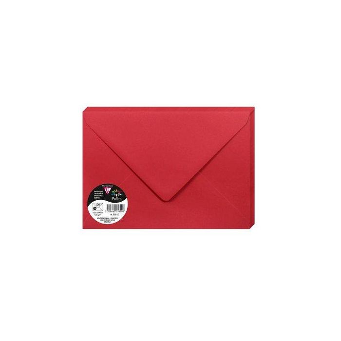 Sobre Clairefontaine Pollen 162X229 120G Rojo Grosella Paquete De 20