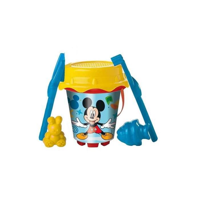 Cubo playa castillo mickey con cedazo, pala rastrillo y moldes 18 cm 2