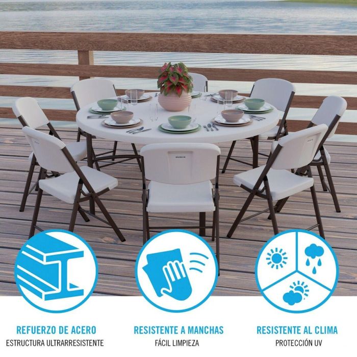 Mesa auxiliar Lifetime Crema 152 x 74 x 152 cm Acero Plástico 3 Mesa auxiliar Lifetime Crema 152 x 74 x 152 cm Acero Plástico 3