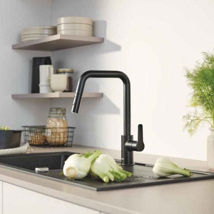 GROHE 306312430 Grifo de Cocina Mezclador Monomando para Fregadero Caño Alto en U Ducha Extraíble Negro Mate Start 2 GROHE 306312430 Grifo de Cocina Mezclador Monomando para Fregadero Caño Alto en U Ducha Extraíble Negro Mate Start 2