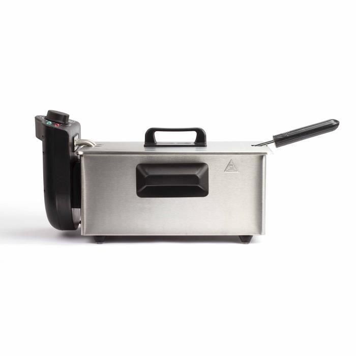 Livoo DOC216 Freidora 3 L 2000W con Depósito Acero Inoxidable Extraíble, Cesta Freír Extraíble y Termostato Regulable 2