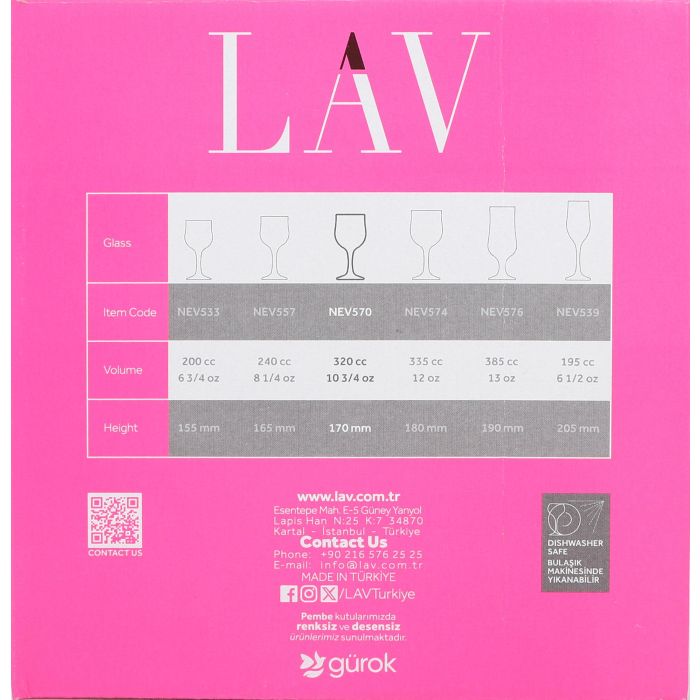 Lav Set 6 Copas Agua 320cc Nevaka 7.5x7.5x17cm (4 Cajas)