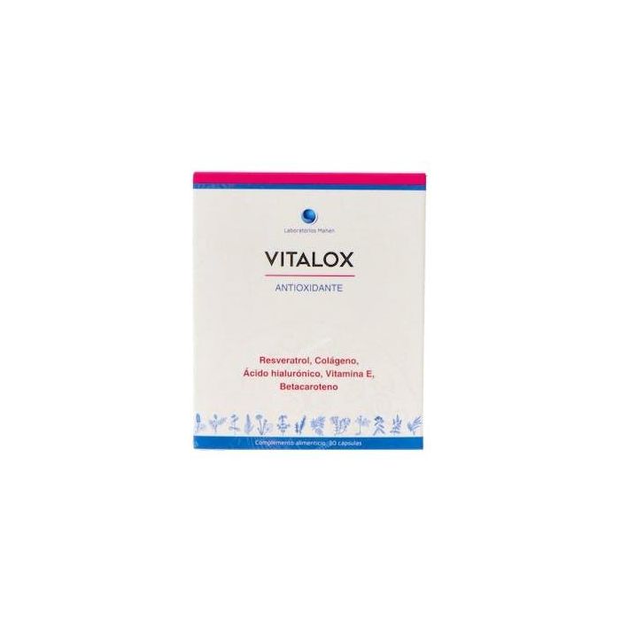MAHEN Vitalox Protección Células Daño Oxidativo con Colágeno, Ácido Hialurónico, Resveratrol y Betacaroteno 30 Cápsulas