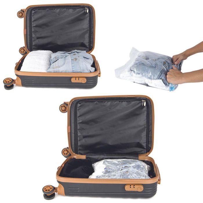 Jet Lag Juego de 2 Bolsas Vacío Maletas Reutilizables para Viaje S/L 35x50cm 40x60cm 2