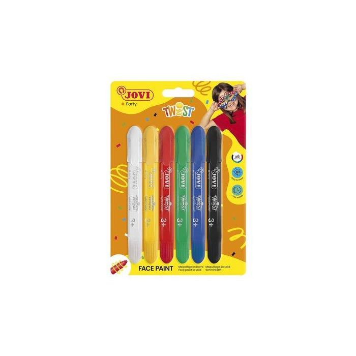 Jovi Pack 6 Barras Maquillaje Twist En Stick C-Surtidos - Hipoalergénico, Base Agua, Colores Vivos