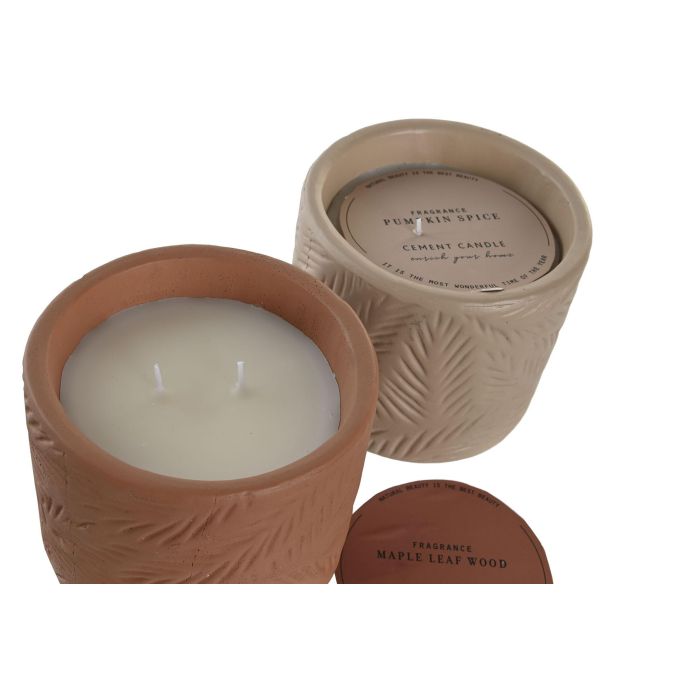 DKD Home Decor Vela Tropical Beige Terracota 260gr de Gres y Cera con 2% Perfume y Hojas Set 4 Unidades Surtido Aleatorio 12x12x11.5cm 2